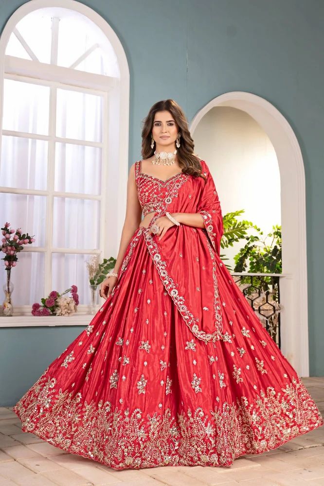 Designer Chinon Lehenga Choli Set
