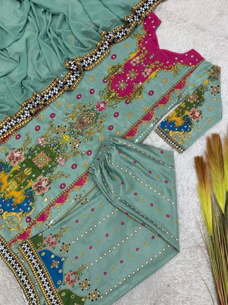Ladies Kurti Palazzo Dupatta Set