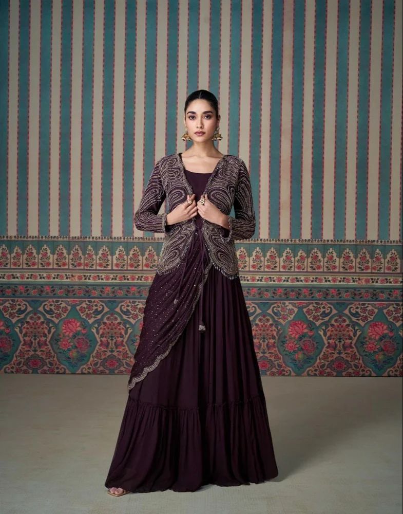 Sayuri Ethnic Chinon Silk Designer Gown Collection