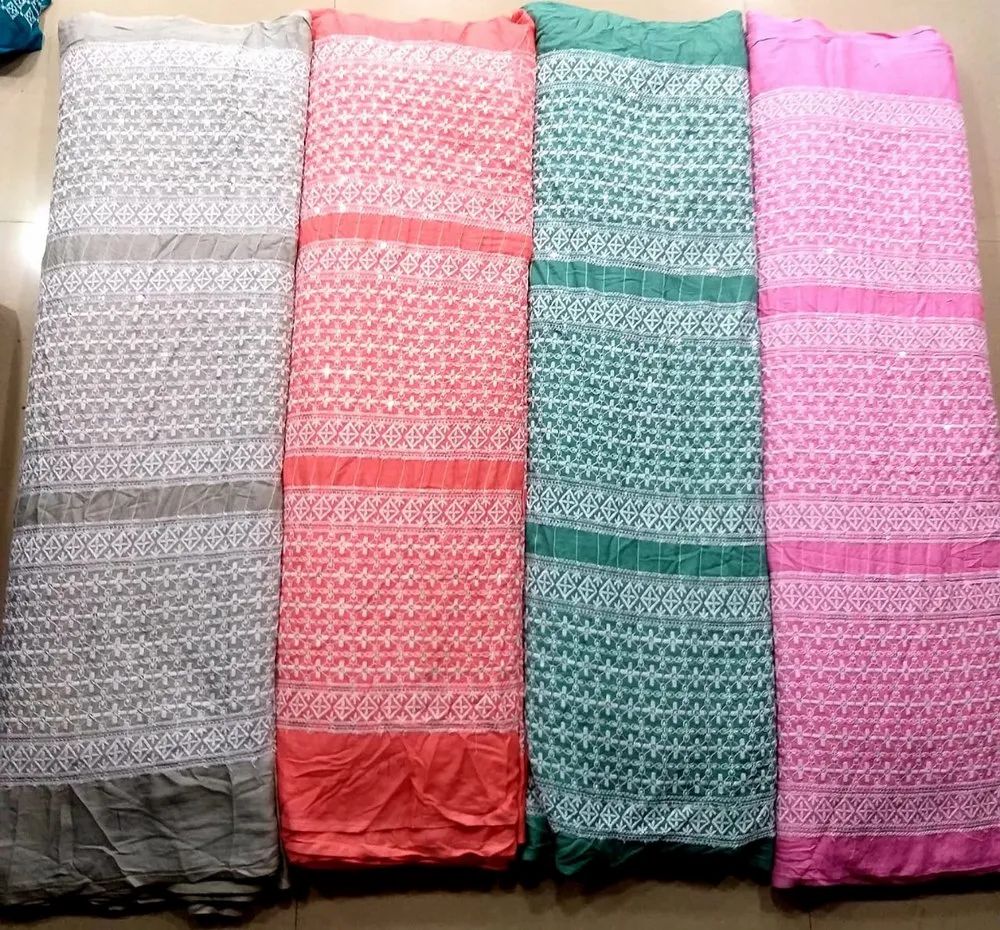 Rayon Chikan Kurti Fabric