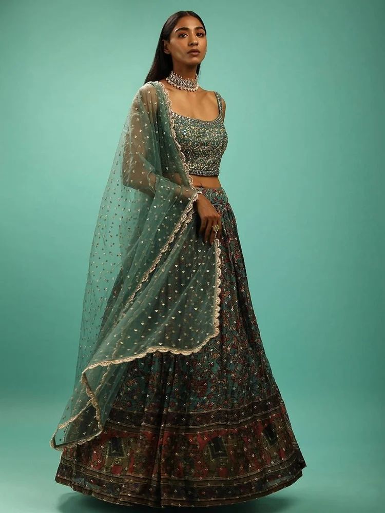 Trendy Culture Green Silk Lehenga with Heavy Sequence Embroidery - Factory Price
