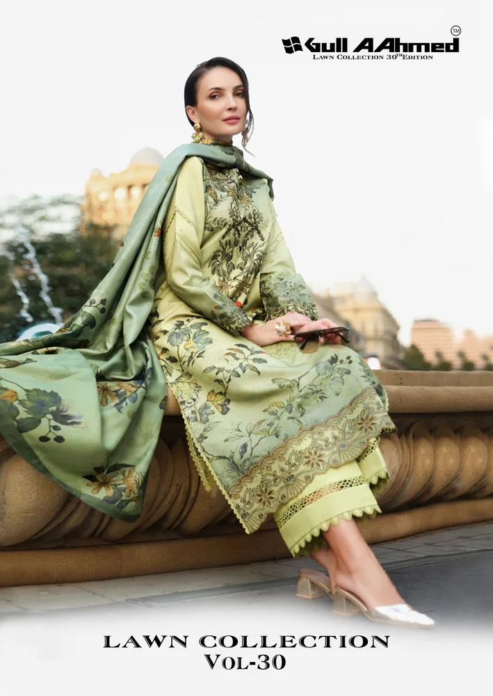 GULL AAHMED VOL 30 PURE CAMBRIDGE COTTON DRESS MATERIAL