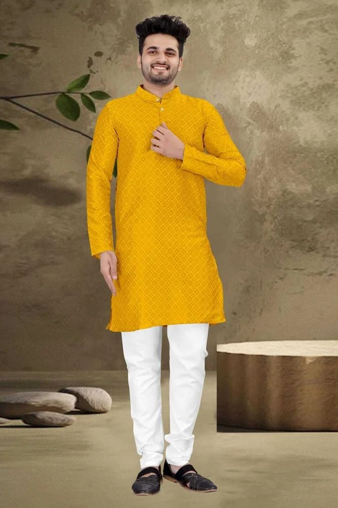 Men Embroidered Cotton Straight Kurta