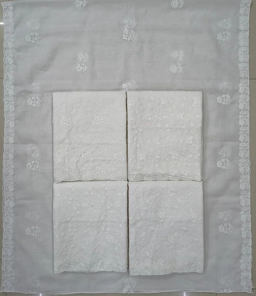 Semi Cotton Embroidery Unstitched Suit