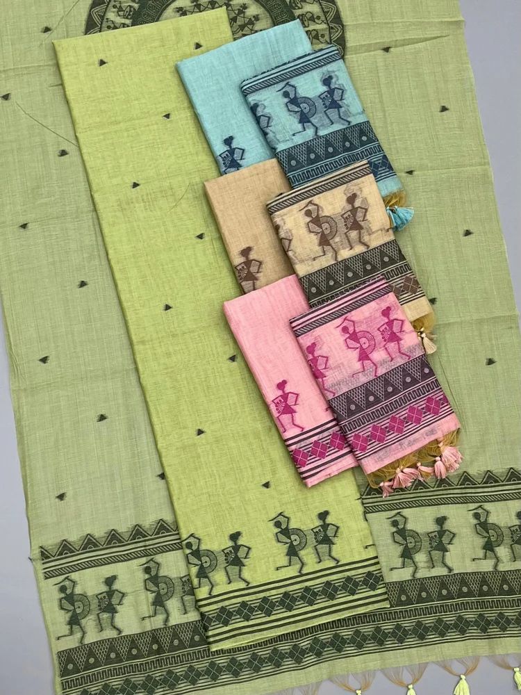 MUGA COTTON UNSTICHED SUIT