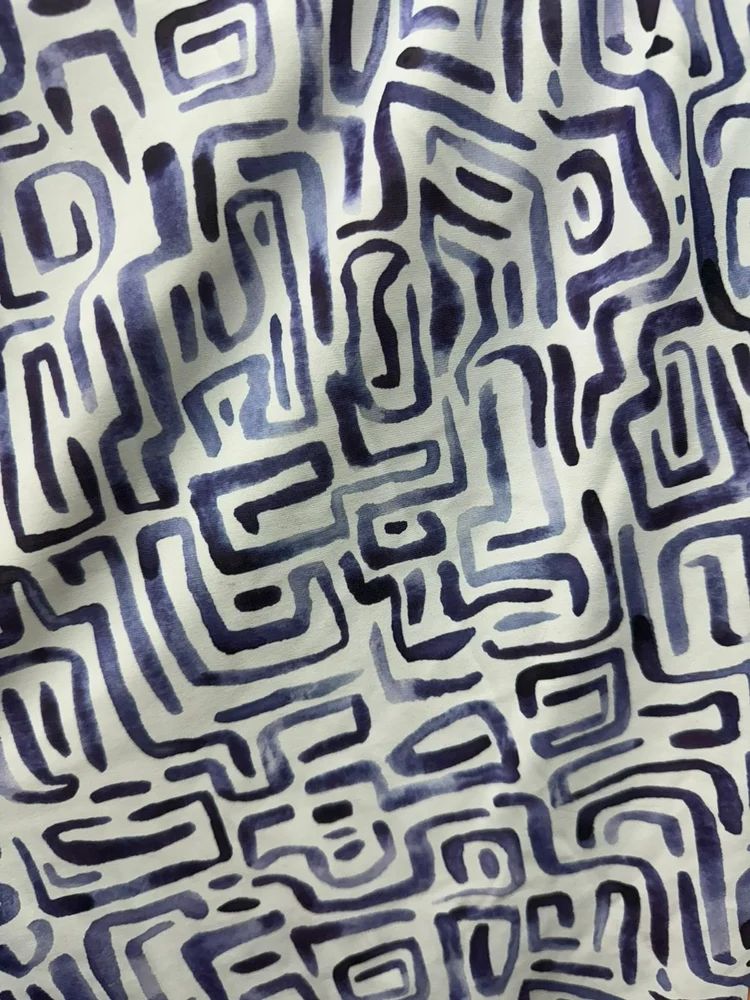Dark Blue Looper Knitted Digital Printed Fabric