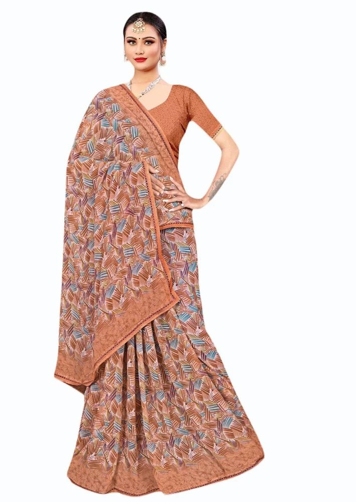 Light Brown Weightless Printed Saree