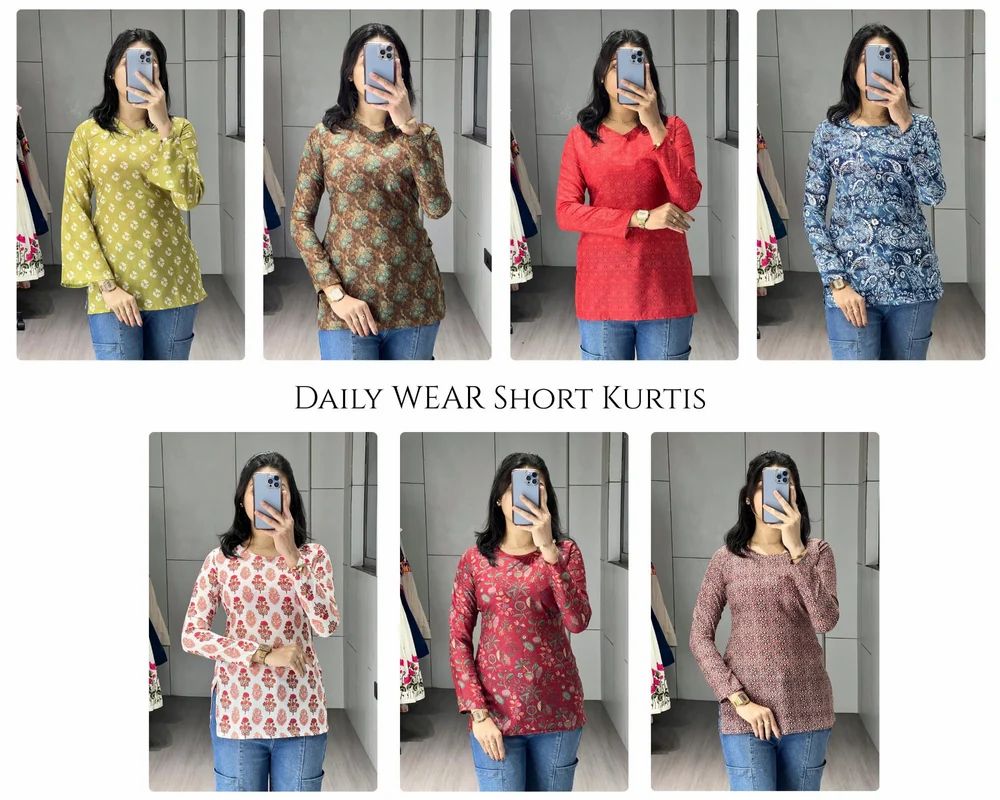 daily wear short kurti with Traditional Floral Print