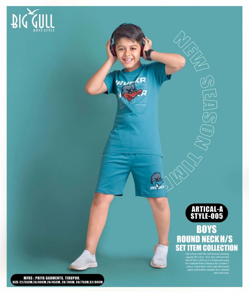Big Gull Round Neck Boys Bermuda Set Item, Age Group: 3 to 18 Yrs