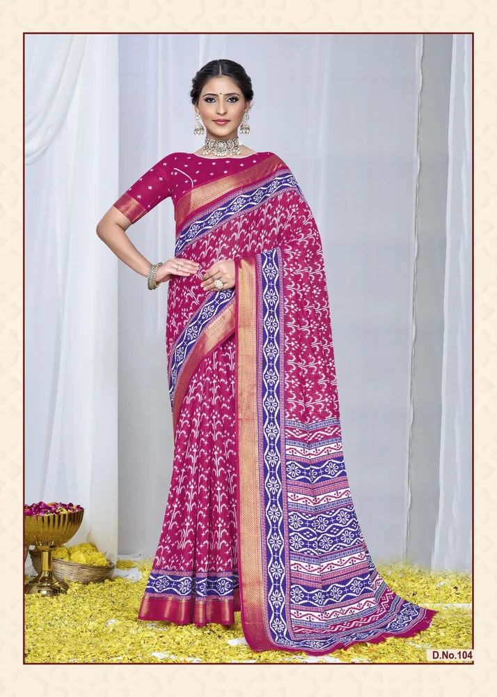 Casual Wear Printed Cotton Mulmul Saree
