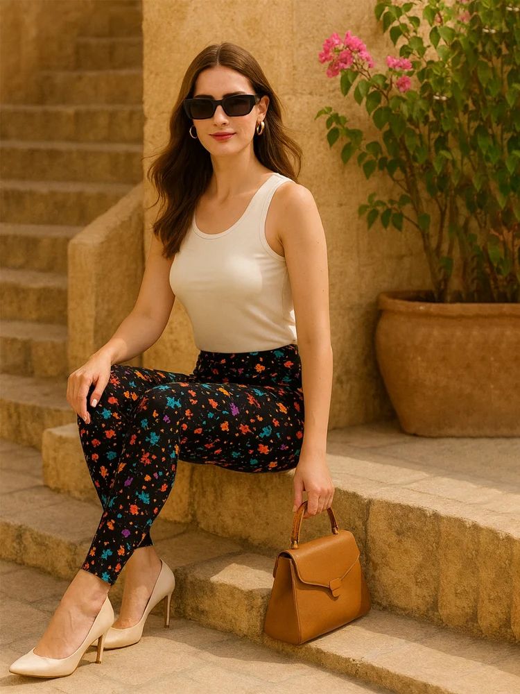 Women's Stretchable Cotton Lycra Blend Jegging, Printed Pants For Women, Casual Lycra Legging