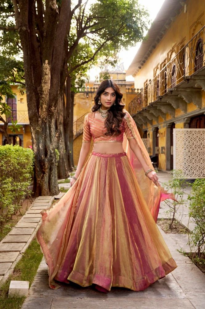 TRENDY CULTURE'S  Designer Carika Silk Lehenga Choli Set with Sequins Embroidery