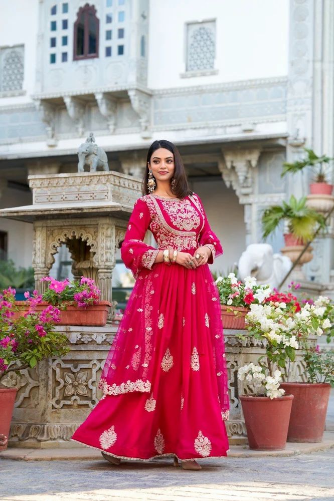 WMN3029 New Ready To Wear Gown With Dupatta Below 2500