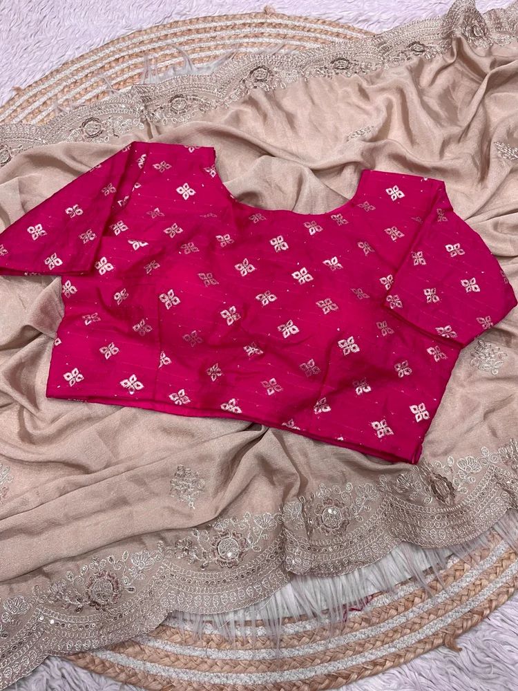 CHINNON SILK 3MM SEQUENCE WITH JARI DORI EMBROIDERY WORK AND CUTWORK SAREE AT WHOLESALE PRICE
