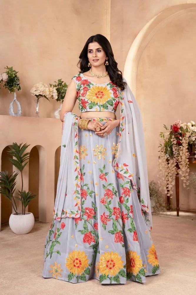 DKT 5089 Georgette Embroidery Sequence Work Lehenga Choli Below 3000