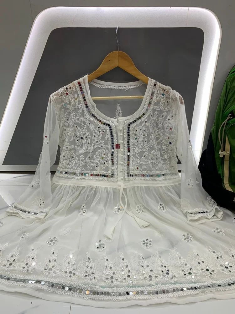 Georgette Chikankari Mirror Work