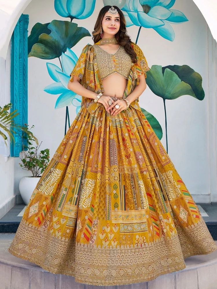 TRENDY CULTURE'S Heavy Georgette Lehenga with Thread & Sequins Work