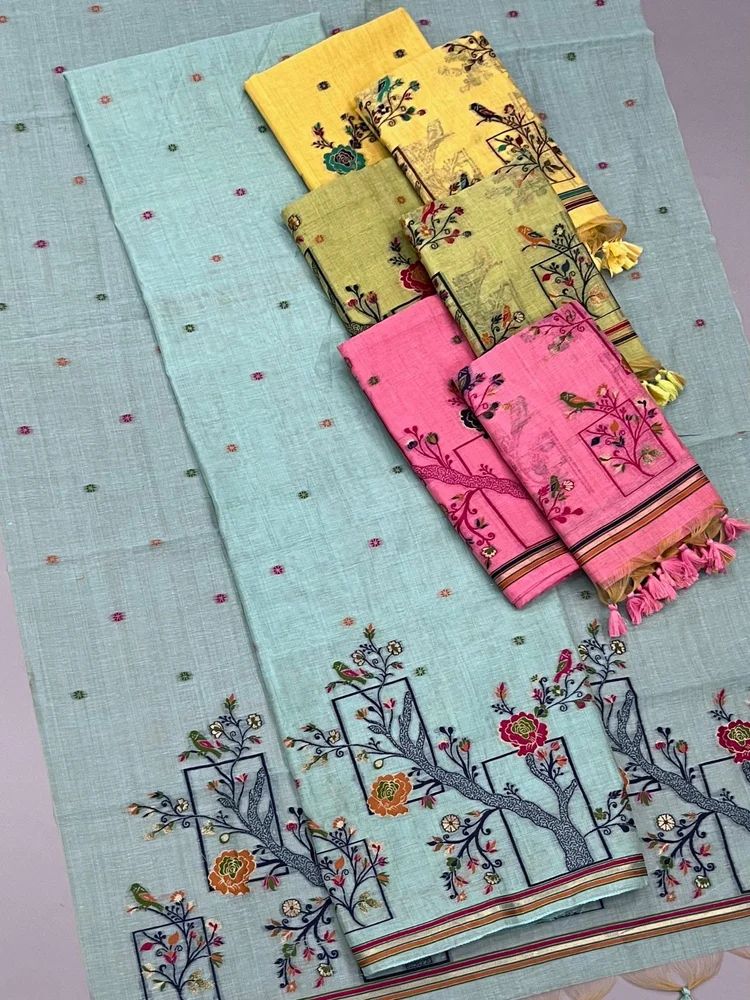 MUGA COTTON UNSTICHED SUIT