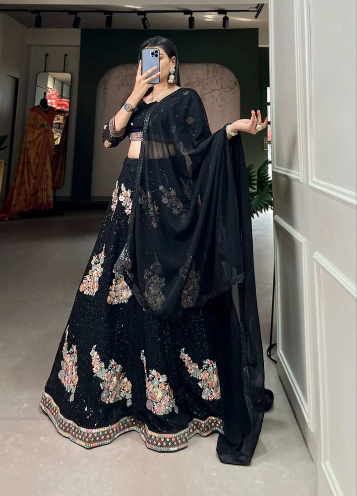 Party Wear Black Lehenga Choli Wholesale