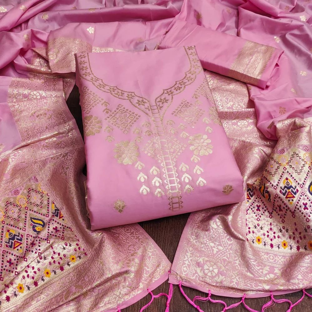 NARGIS SOFT SILK BLEND WITH RICH PAITHANI ZARI WEAVING DRESS MATERIAL AT WHOLESALE PRICE