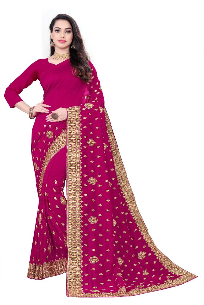 Ladies Embroidered Cotton Saree