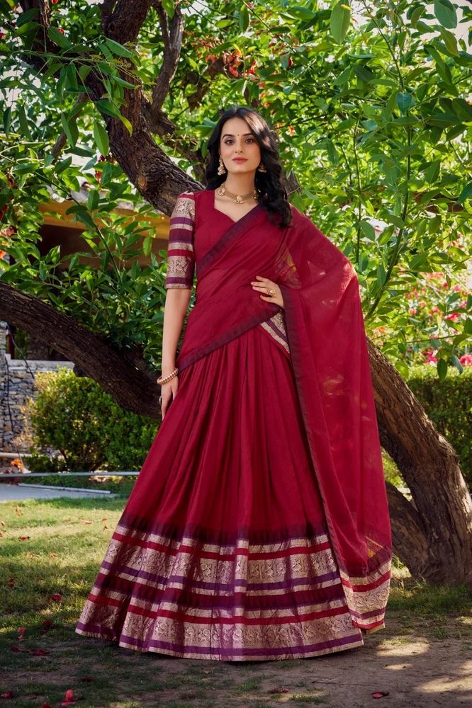 TRENDY CULTURE'S  Pure Chanderi Lehenga with Zari Border LAHENGA CHOLI