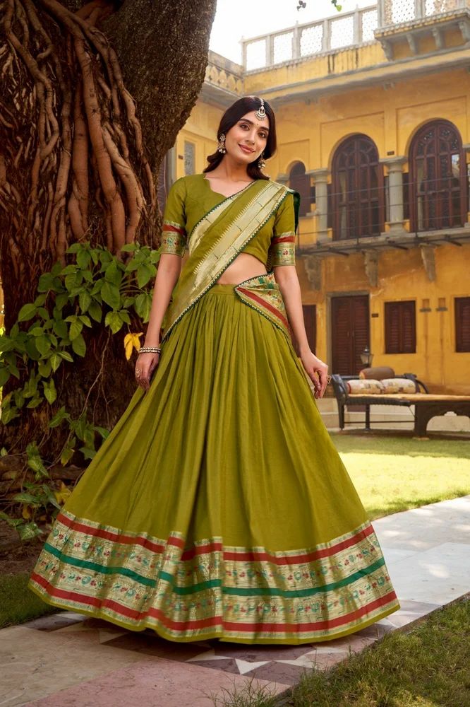 TRENDY CULTURE'S Pure Chanderi Zari Weave Lehenga Choli
