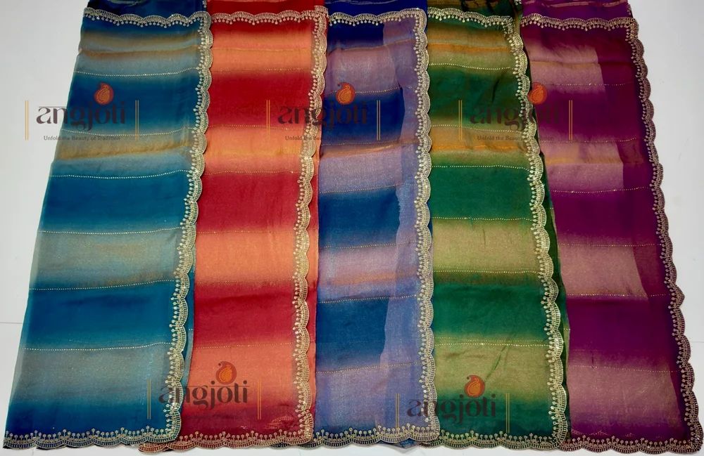 Designer Compact Pedding Saree with Fancy Lace Border Soft Tissue Fancy Saree Wholesale