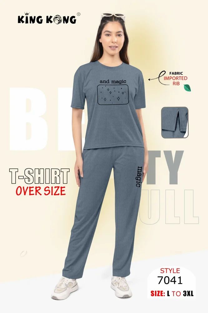 Women's Imported Rib Cotton Printed Nightsuits For Women