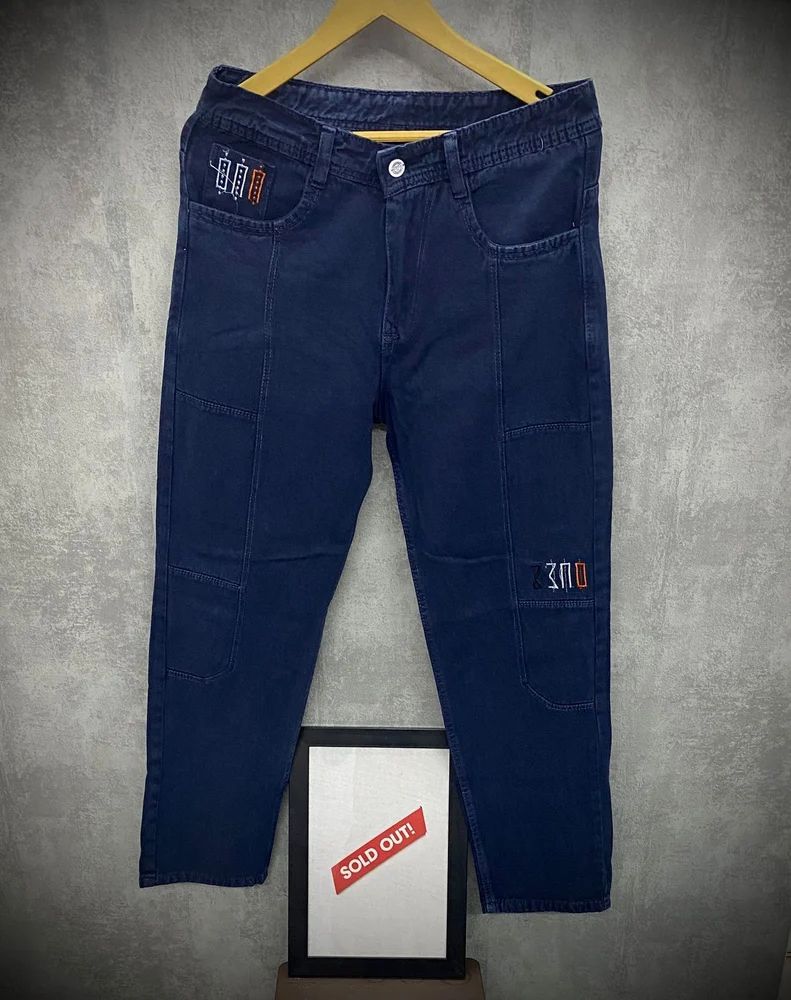 Mens Dark Blue Comfort Fit Denim Jeans