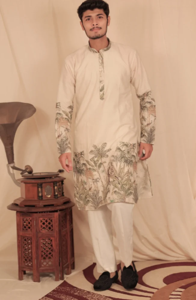 Forest Handwork Men Khadi Linen Kurta