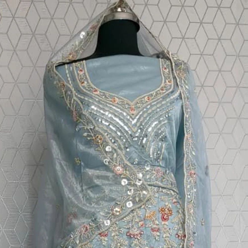 Net Embroidered Partywear Lehenga