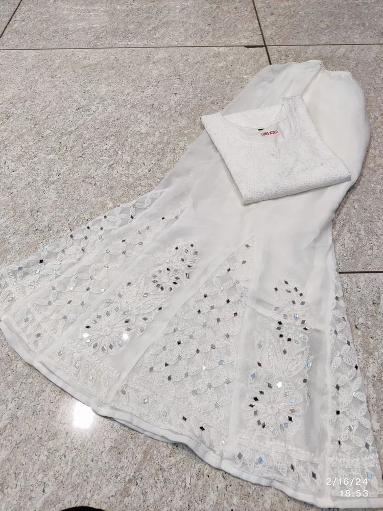 Lucknowi Chikan Cotton Ethnic Sharara Kurtis