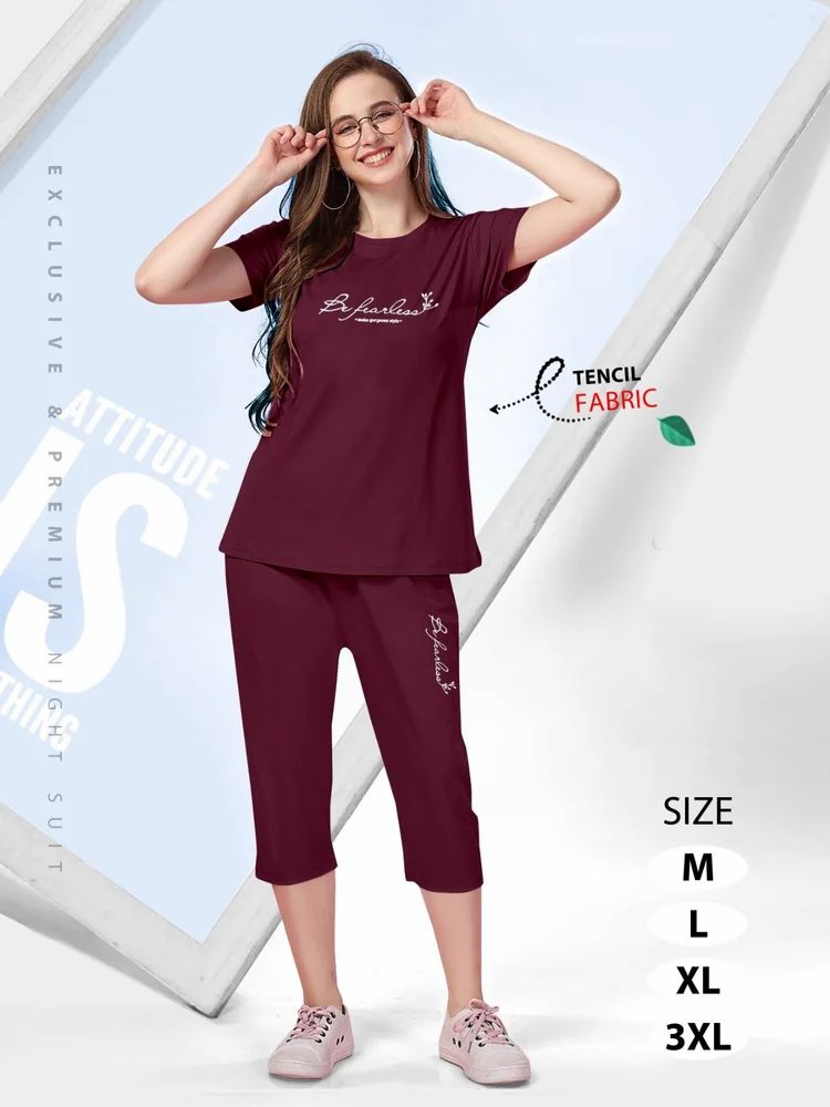 Tencel T-Shirt Capri Set - Sizes M to 3XL