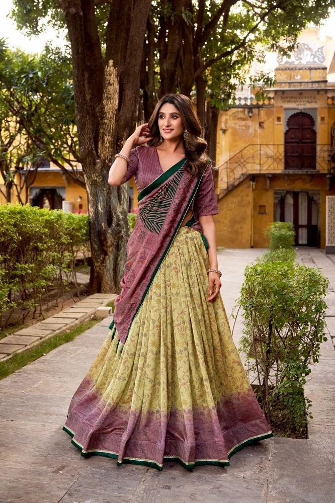 TRENDY CULTURE'S  Designer Vichitra Silk Printed Lehenga Choli