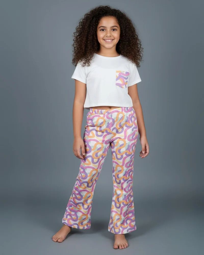 Girls Half Sleeves T-Shirt & Pyjama Set