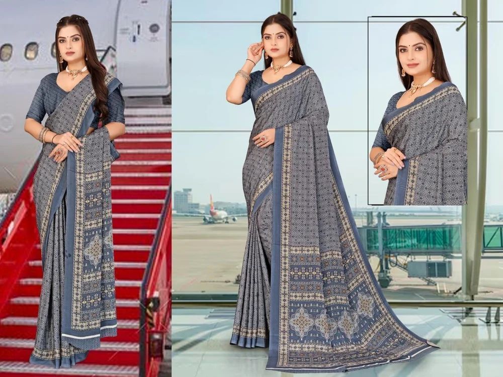 Italian Crepe Uniform Sarees