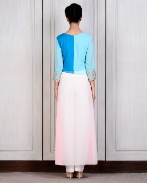 Aqua Blue Color Block Tunic
