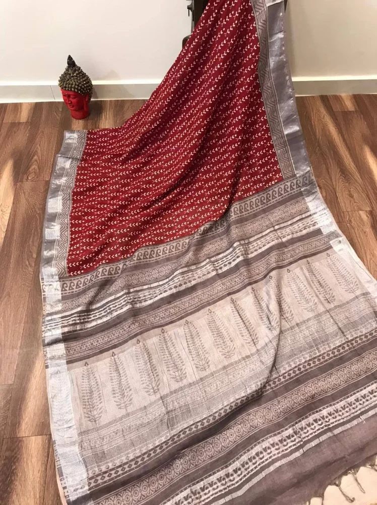 Digital Printed Linen Saree