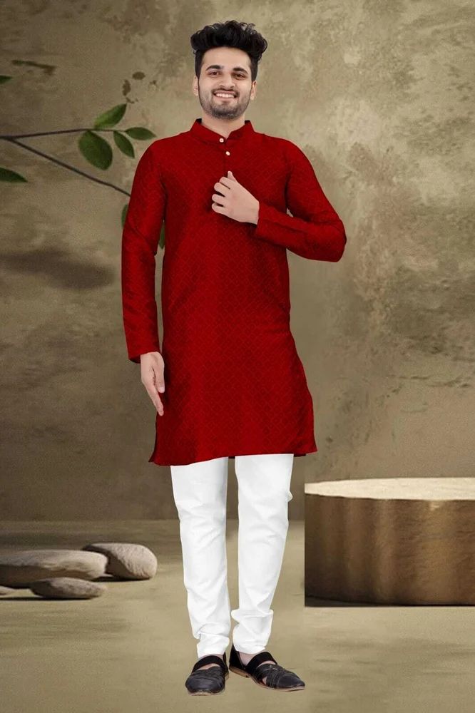 Men Embroidered Cotton Straight Kurta