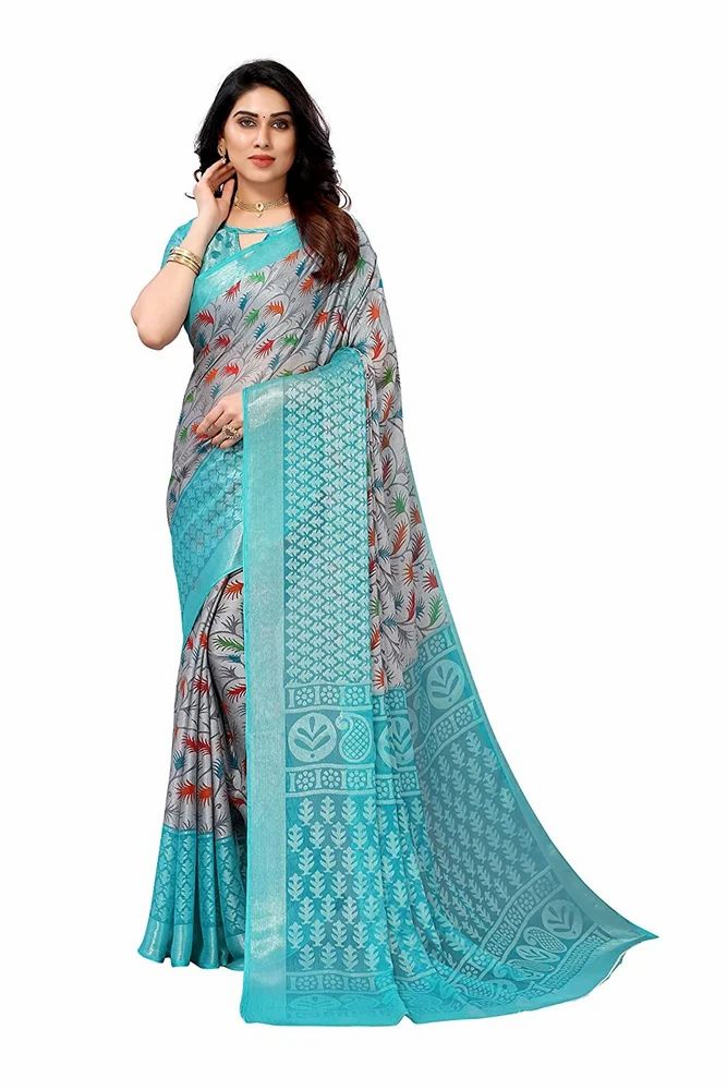 Soft Chiffon Brasso Printed Saree