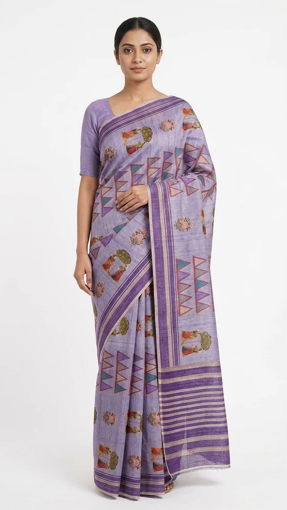 Tussar Silk Sarees-lavender