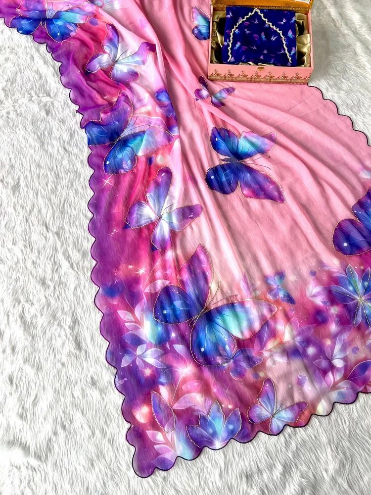 Georgetter Hand Work Saree
