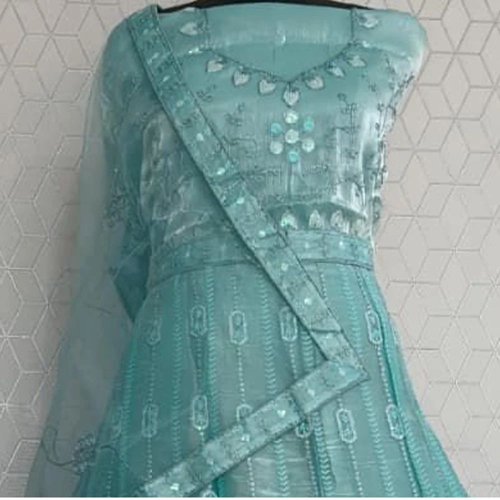 Spun Silk Embroidered Partywear Lehenga