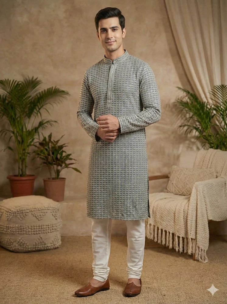 Royal Chickenwork Men Kurta
