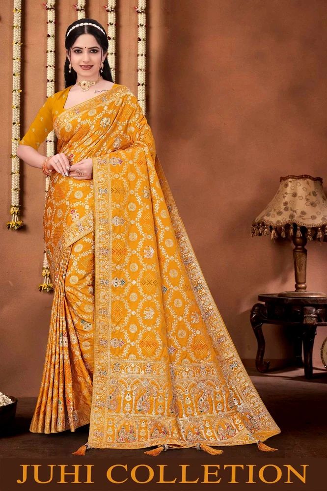 Mustard Gaja Silk Saree