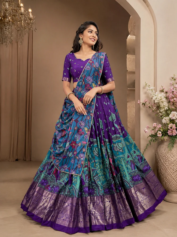 Designer Printed Lehenga Choli with Red Dupatta for Women Wedding & Festive Wear Lehenga Set