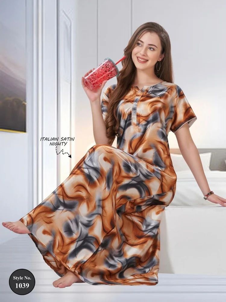 1 Piece (Gown) Ladies Satin Nightgown