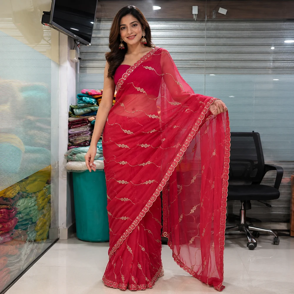 Ladies Designer Chiffon Saree