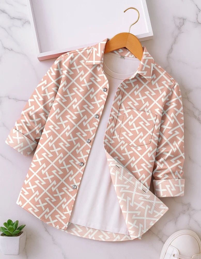 Pink Men Rayon Abstract Print Shirt